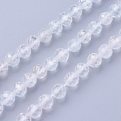 Other Quartz Natural White Topaz Beads Strands, Faceted, Round, 4~4.5mm, Hole: 0.6mm, about 90~100pcs/strand, 14.5~16.1 inch(37~41cm)