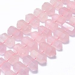 Rose Quartz Natural Rose Quartz Beads Strands, Faceted, Double Terminated Pointed/Bullet, 20~31x12~14x10~13mm, Hole: 1.8mm, about 23~24pcs/strand, 15.55 inch(39.5cm)