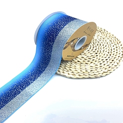 Medium Blue 30 Yards Two Tone Polyester Grosgrain Ribbons, Garment Accessories, Medium Blue, 3 inch(75mm)