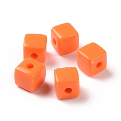 Темно-Оранжевый Непрозрачные акриловые бусины, кубические, темно-оранжевый, 12.2x12.2x12.2 мм, отверстие : 3.7 мм, Около 288 шт / 500 г