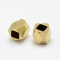Raw(Unplated) Brass Beads, Polygon, Nickel Free, Raw(Unplated), 3x3mm, Hole: 2mm