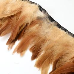 Sandy Brown Fashion Feather Cloth Strand Costume Accessories, Sandy Brown, 110~300x28~62mm, about 10yard/bag
