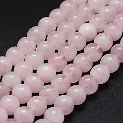 Розовый Кварц Натуральный мадагаскар розовый кварц бисер пряди, круглые, 12 мм, отверстие : 1 мм, около 32 шт / нитка, 15.7 дюйм