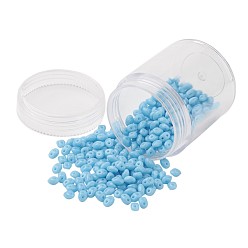 Light Sky Blue Czech Glass Seed Beads, 2-Hole, Opaque Colours, Light Sky Blue, 5x3.5x3mm, Hole: 0.5mm, about 630pcs/box
