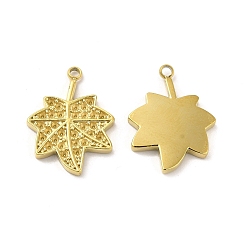 Real 14K Gold Plated Ion Plating(IP) 304 Stainless Steel Pendant Rhinestone Settings, Maple Leaf, Real 14K Gold Plated, Fit For 1mm Rhinestone, 18.5x14x2mm, Hole: 1.5mm