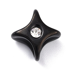 Electrophoresis Black 304 de acero inoxidable encantos de la diapositiva, con diamantes de imitación de cristal, 4 estrella puntiaguda, electroforesis negro, 10.5x10.5x8.5 mm, agujero: 5.5 mm