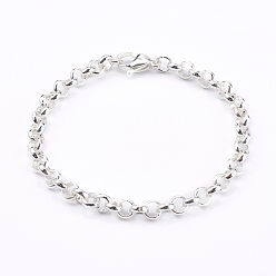 Plata 304 pulseras de cadena rolo de acero inoxidable para mujer, con cierre de langosta, plata, 7-1/2 pulgada (19.2 cm)