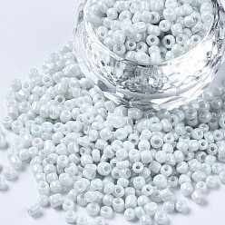 Aqua Glass Seed Beads, Baking Paint, Round Hole, Round, Aqua, 3~4x2~2.5mm, Hole: 0.8mm, about 450g/Pound
