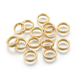 Real 18K Gold Plated Brass Bead Frames, Long-Lasting Plated, Lead Free & Cadmium Free & Nickel Free, Ring, Matte Style, Real 18K Gold Plated, 12x3mm, Hole: 1.4mm, Inner Diameter: 10mm