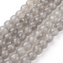 Gray Natural Grey Agate Beads, Faceted, Round, Gray, 10mm