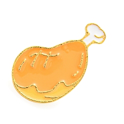 Orange Épingle en émail sur le thème de la nourriture, broche en alliage doré pour vêtements de sac à dos, Pilon de poulet, orange, 27x15x1.5mm