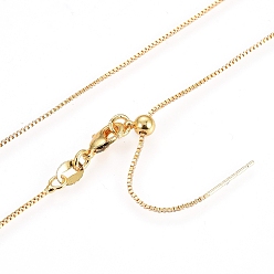 Golden Adjustable Electroplate Brass Venetian Chain Necklaces, Long-Lasting Plated, with Lobster Claw Clasps and Round Beads, Golden, 18.3 inch(46.5cm)