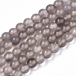 Grey Agate Natural Grey Agate Beads Strands,  Round, 4mm, Hole: 0.5mm, about 91~95pcs/strand, 14.57 inch~15.35 inch(37~39cm)