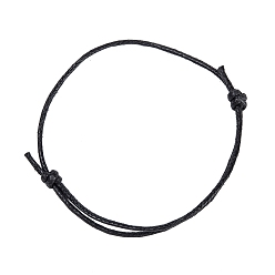 Noir Fabrication de bracelet en corde cirée, noir, diamètre réglable: 50~75 mm, 2mm