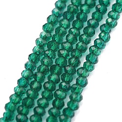 Sea Green Electroplate Glass Beads Strands, Pearl Luster Plated, Faceted, Abacus, Sea Green, 2x1.5~1.6mm, Hole: 0.8mm, about 235pcs/Strand, 14.17 inch(36cm)