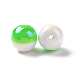Verde Primavera Perlas de resina opaca de dos tonos, color de ab, rondo, primavera verde, 16.8x16 mm, agujero: 3 mm