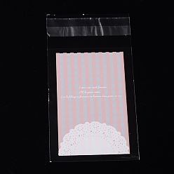 Pink Rectangle OPP Cellophane Bags, Pink, 13x7cm, Unilateral Thickness: 0.035mm, Inner Measure: 9.9x7cm, about 95~100pcs/bag