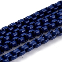 Темно-Синий Экологически чистые латунные цепочки ручной работы, окрашенные распылением, пайки, с катушкой, темно-синий, 4x4 мм, 32.8 футов (10 м) / рулон