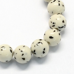 Blanc Perles synthétiques pierres fines brins, imitation bodh buddhist, ronde, blanc, 8mm, Trou: 1mm, Environ 50 pcs/chapelet, 15.7 pouce