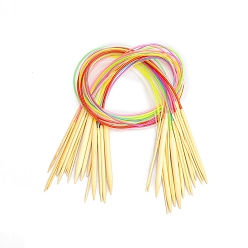 Couleur Mélangete Ensembles d'aiguilles à tricoter circulaires en bambou, avec tube en plastique coloré, couleur mixte, 60 cm, 18 pièces / kit