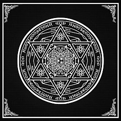 Star of David Nappe de tarot non tissée pour la divination, bloc de cartes de tarot, pendule magie pentacle runes tissu, carrée, noir, modèle étoile de david, 490x490mm