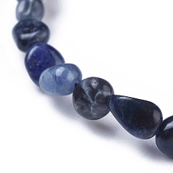 Sodalite Bracelets extensibles en perles de sodalite naturelles, pierre tombée, nuggets, diamètre intérieur: 2~2-1/4 pouce (5.2~5.6 cm)