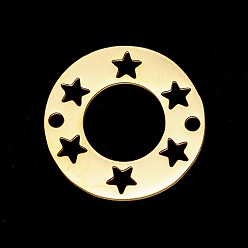 Oro Recubrimiento al vacío 201 conectores de eslabones de acero inoxidable, Corte con laser, sonar con estrella, dorado, 19.5x1 mm, agujero: 1.5 mm