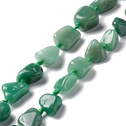 Green Aventurine Natural Green Aventurine Beads Strands, Nuggets, 16~36.8x13~28.5x8~21mm, Hole: 2~3.8mm, about 13pcs/strand, 16.26~17.52''(41.3~44.5cm)