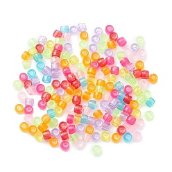 Mixed Color Transparent Plastic Beads, Barrel, Mixed Color, 6.3x4.5mm, Hole: 2.7mm, about 4500pcs/500g