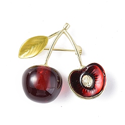 Темно-Красный Брошь в виде вишни из смолы, Значок с фруктами из легкого золотого сплава для рюкзака, темно-красный, 33x35x17 мм