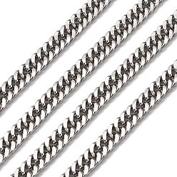 Stainless Steel Color Men's Jewelry Making 304 Stainless Steel Double Link Curb Chains, Unwelded, Faceted, Stainless Steel Color, 8x5x1.2mm