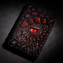 Rouge Cahiers en résine oeil d'oiseau en relief, carnets de voyage rétro, rouge, 215x145mm