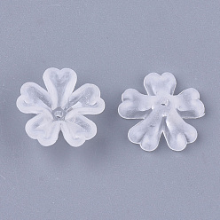 Clear 5-Petal Transparent Acrylic Bead Caps, Frosted, Flower, Clear, 16x16.5x6mm, Hole: 1.2mm