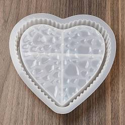 Corazón Moldes de silicona para almacenamiento de platos de joyería diy, moldes de resina, para resina uv, fabricación artesanal de resina epoxi, corazón, 172x174x25.5 mm