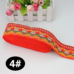 Naranja Cintas de poliéster bordado estilo étnico, cinta de jacquard, accesorios de la ropa, patrón de onda, naranja, 1-3/4 pulgada (45 mm), aproximadamente 10.94 yardas (10 m) / rollo