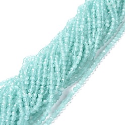 Pale Turquoise Cat Eye Beads Strands, Round, Faceted, Pale Turquoise, 3mm, Hole: 0.2mm, 14.17 inch(36cm), 122pcs/strand
