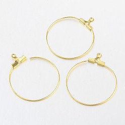 Golden Brass Pendants, Hoop Earring Findings, Golden, 21 Gauge, 30x28~29x0.7mm, Hole: 1mm