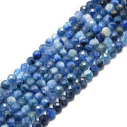 Kyanite Natural Kyanite Beads Strands, Faceted, Round, 4mm, Hole: 0.8mm, about 98pcs/strand, 15.16~15.55 inch(38.5~39.5cm)