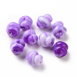 Violet Bleu Perles acryliques opaques bicolores, conque, bleu violet, 14x11mm, Trou: 1.6mm, 500 pcs / 500 g