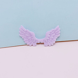Ciruela Forma de ala de ángel coser en accesorios de adorno esponjosos, decoración artesanal de costura diy, ciruela, 68x35 mm