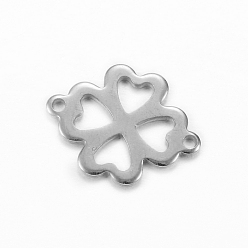 Stainless Steel Color 201 Stainless Steel Links Connectors, Clover, Stainless Steel Color, 15.5x12x1mm, Hole: 1mm
