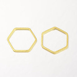 Golden Brass Linking Rings, Hexagon, Rack Plating, Golden, 20x18x1mm