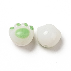 Vert Printemps Moyen Perles acryliques opaques, patte de chat, vert printemps moyen, 11x12x9.7mm, Trou: 1.6mm