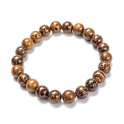 Miriam Stone Natural Gemstone Stretch Beaded Bracelets, Round, Inner Diameter: 2-1/8 inch(5.5cm), Beads: 8~9mm