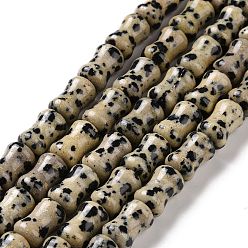 Jaspe Dalmate Naturelles dalmate jaspe perles brins, baton de bambou, 12x8mm, Trou: 1.2mm, Environ 31 pcs/chapelet, 14.88'' (37.8 cm)