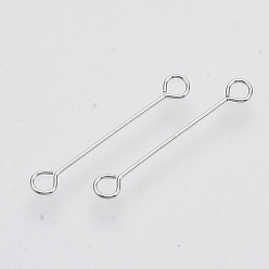 Platinum Iron Eye Pins, Cadmium Free & Lead Free, Double Sided Eye Pins, Platinum, 20x0.4mm, Hole: 1.8mm, Head: 3mm