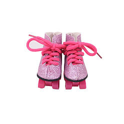 Pink Patins à roulettes poupée pvc, fit american girl 18 pouces accessoires de poupée, rose, 82x36.5x80mm