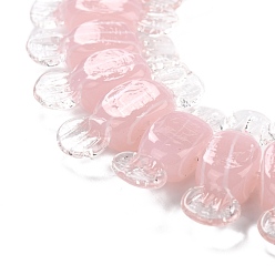 Pink Бусины лэмпворк , конфеты с узором в полоску, розовые, 26~29x9x7.5~8 мм, отверстие : 1 мм