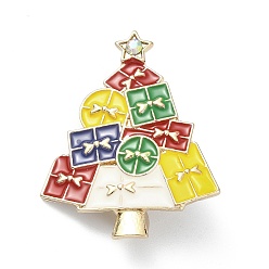 Star Alloy Glass Rhinestone Brooches, Enamel Pins, Christmas Tree, Star, 42x33x8mm