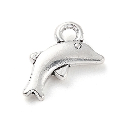 Antique Silver Tibetan Style Alloy Charms, Dolphin Charm, Antique Silver, 7x10.5x2mm, Hole: 1.5mm, about 1351pcs/500g